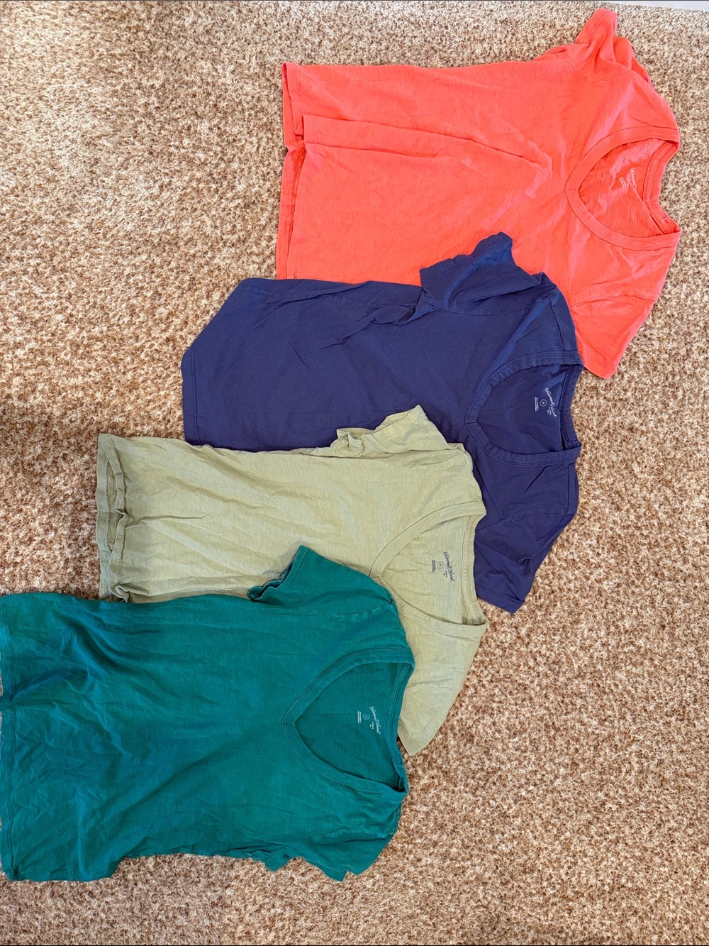 4 Everyday V-Neck Tees - Coral Pink, Teal & Sage - Classic Women’s Tops
